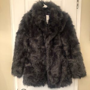 H&M gray faux fur jacket, NWT
